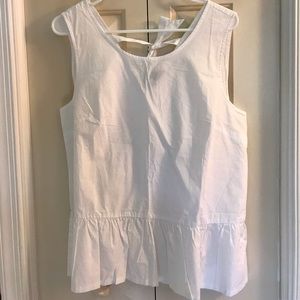 J. Crew White Peplum Top Size M NWT